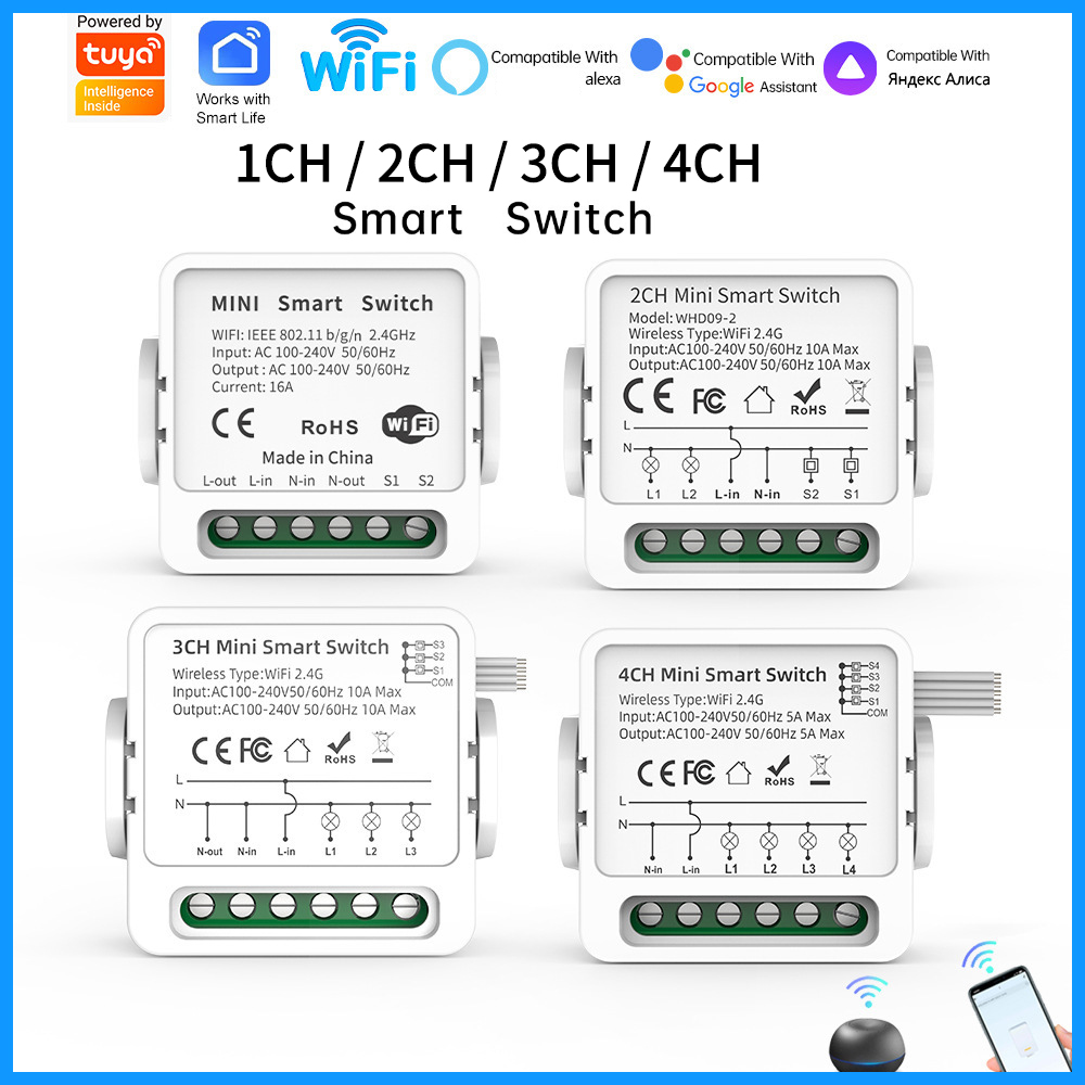 Smart Home Wiz - Tuya WiFi Smart Switch 1/2/3/4 Gang