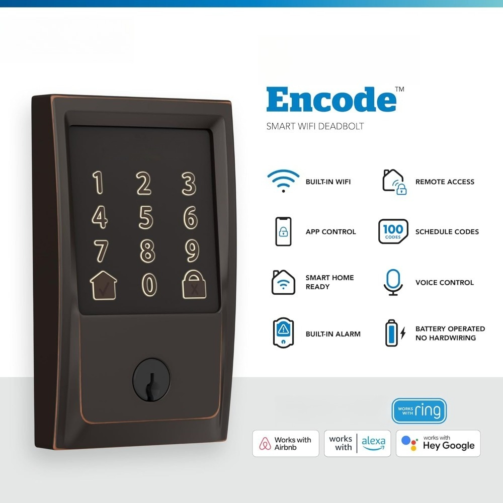Airbnb Smart Home - Smart Wi-Fi Deadbolt Touchscreen Keypad Keyless