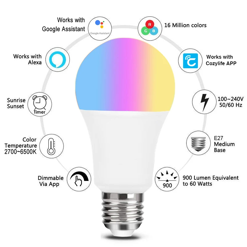 9W WiFi Homekit Light Lamp E27 - Smart Home Dashboard ulasan dan harga